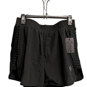 Black Athletic Shorts with Elastic Waistband and Ventilated Side Panels